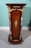 01440 single-Exquisite-French-Empire-Walnut-Marble-Topped-Pedestal